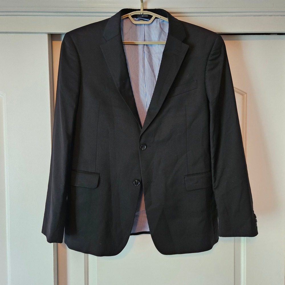 Tommy Hilfiger Blazer Sport Coat Mens 44R Black 100% Wool Two Button Jacket